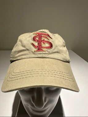 Signature Tan Baseball Cap with Red Embroidered Logo